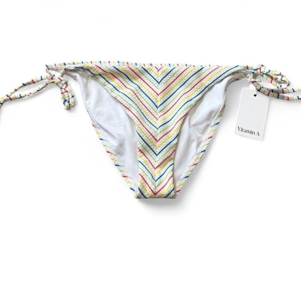 Vitamin A Colorful‎ Striped Side Tie Bikini Bottom